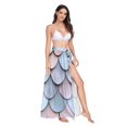 thumbnail image 2 of FORMRS Womens Long Sarong Beach Wrap Semi-Sheer Bikini Skirt Bathing Swimsuit Cover Up, Blue Shimmering Pattern, 2 of 7
