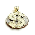 thumbnail image 4 of New 10k yellow gold dollar sign diamond cut unisex lucky pendant charm gift 2.3g, 4 of 12