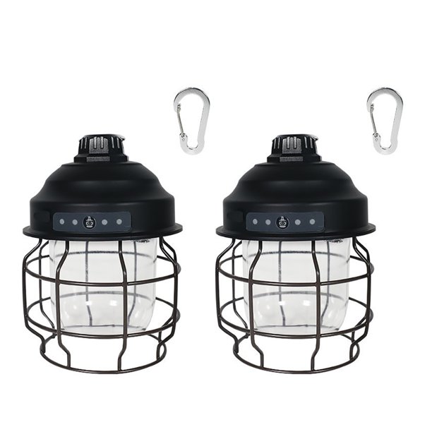 Eigraketly 2 uds linterna colgante regulable 3 marchas ajustable IPX4 impermeable Camping luz recargable jardín tienda lámpara viaje al aire libre carpas 2 uds negro Eigraketly OD025278-01
