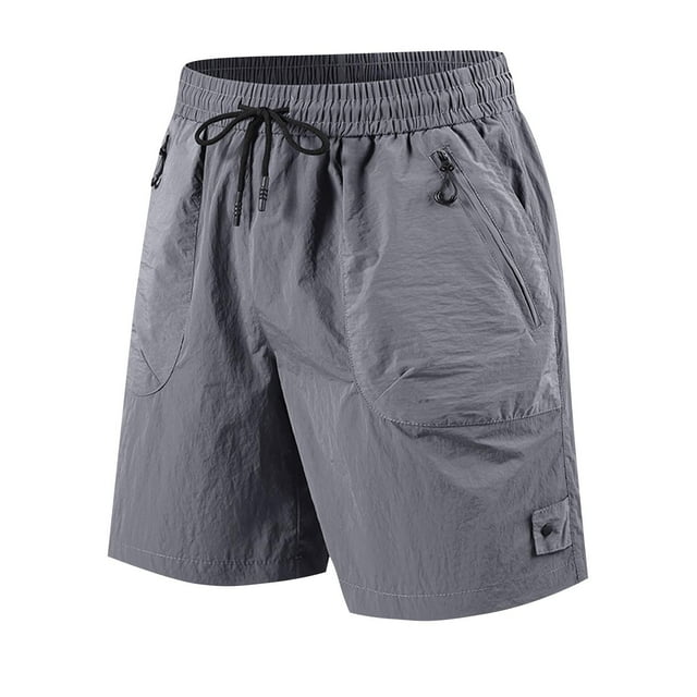 WRKEKC Summer Shorts for Men Moisture Wicking Outdoor Work Shorts Pocket Solid Color Mid Length 5-Inch Athletic Shorts with Elastic Waist