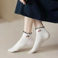 thumbnail image 6 of Womens Socks Ruffle Ankle Striped Bows Argyl Plaid Dots White Cotton Sock Crew, 6 of 9