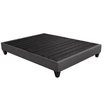 Contemporary Cal King Size Mattress Foundation Platform Bed Base, Upholstered Bed Frame, Dark Gray