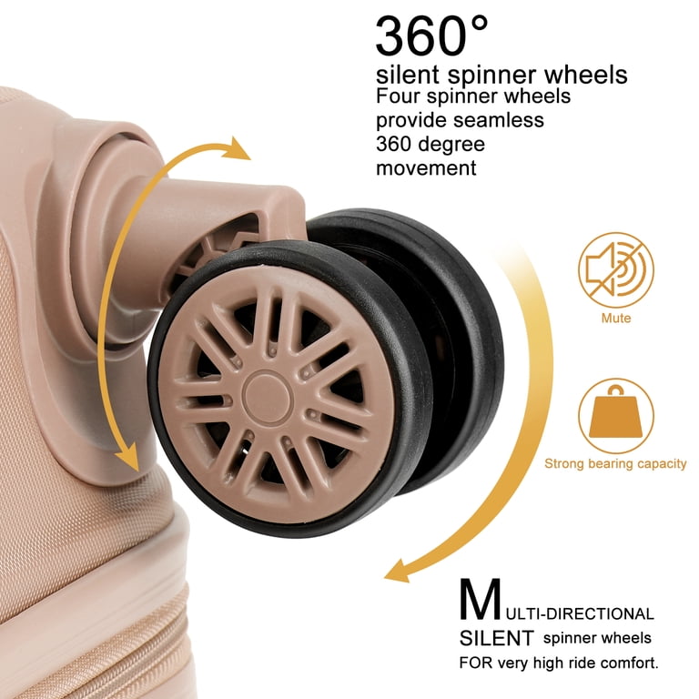 Hikolayae 3 Piece Wave Collection Spinner Luggage Set, Gold Dust