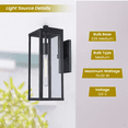 thumbnail image 5 of Baker Street Outdoor 17 Inch Wall Mount - Black with Clear Glass, 5 of 7