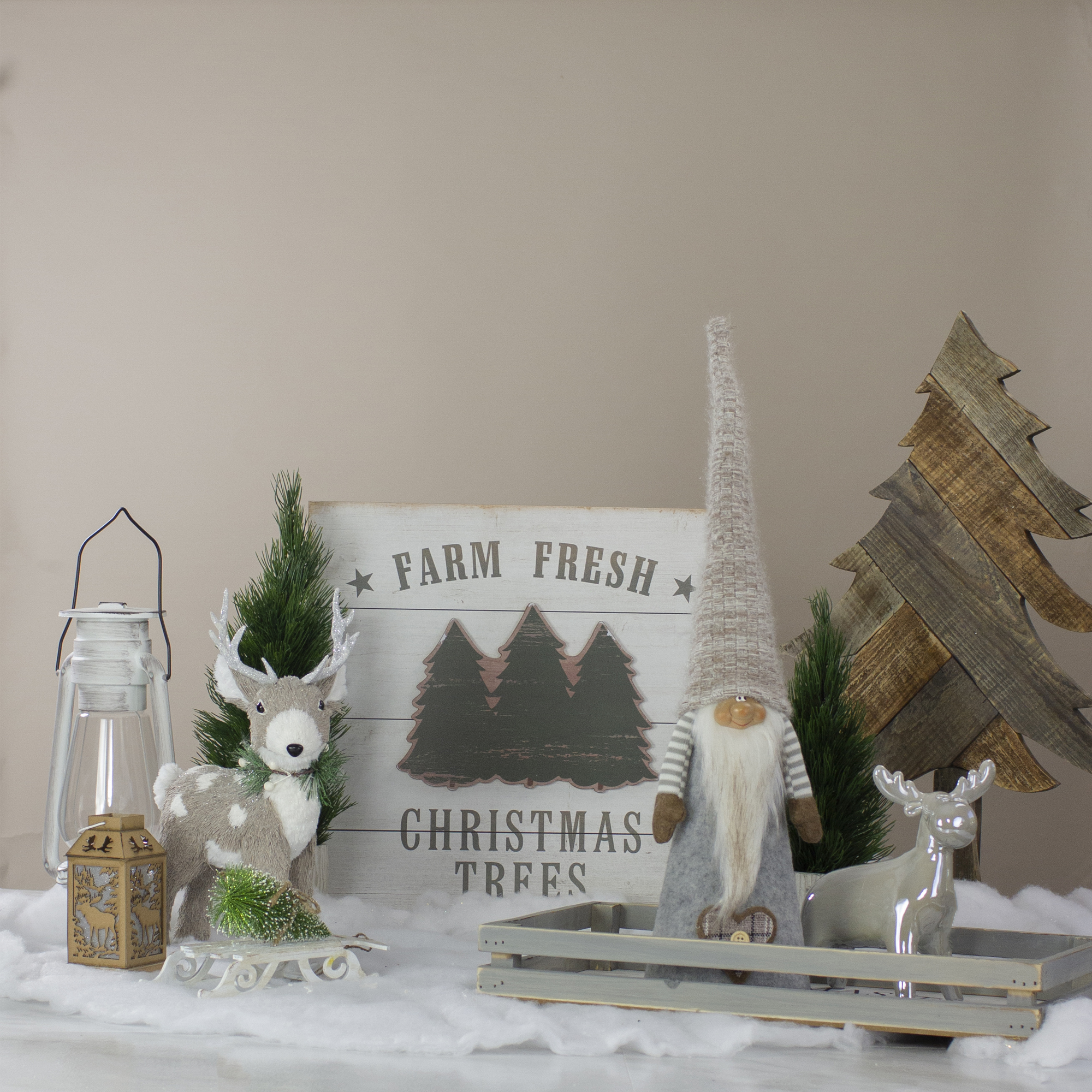 Northlight 16" White Washed Farm Fresh Christmas Trees Wooden Wall Sign - image 2 of 5