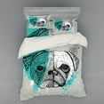thumbnail image 2 of Ambesonne Pug Bedding Set 3 Pcs, Hand Drawn Head of a Dog, Twin, Blue Black White, 2 of 3