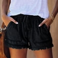 thumbnail image 3 of LYMAYTER Women Pull Rope Shorts Fallow Tassel Shorts Fashion Elastic Waist Shorts Summer Denim Shorts for XS-3XL, 3 of 8