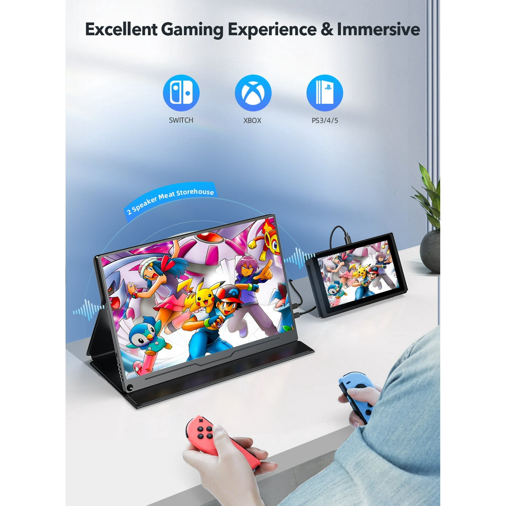 UPERFECT Portable Gaming Monitor, 13.3" 1080P FHD IPS Display, Console Monitor for Laptop PS4/5 PC Phone Xbox Switch