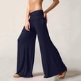 thumbnail image 5 of Inglocry Fold Over Pants Women Y2K Low Rise Bell Bottoms Yoga Pants Summer Beach Wide Leg Foldover Pants Lounge Flare Leggings Navy XL, 5 of 10