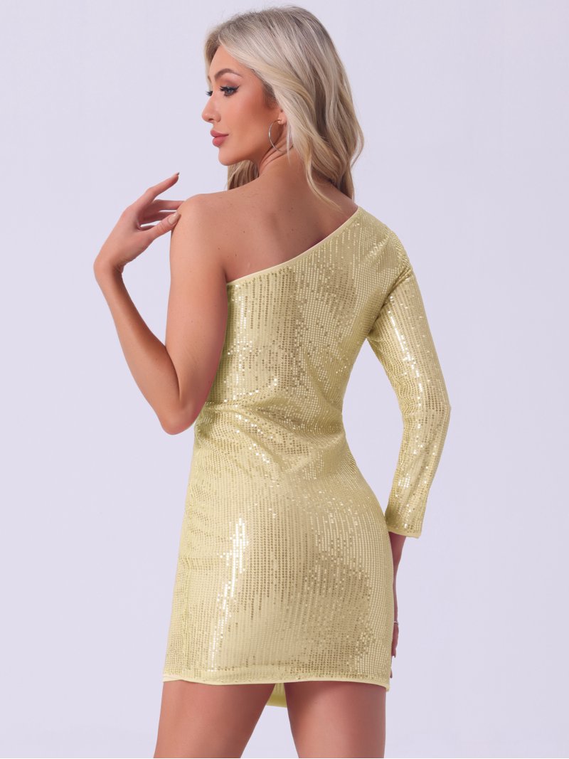 DARING DIVA Elegant Sequin One Shoulder Midi-Length Party Dress XS Gold -  Walmart.com