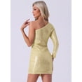 thumbnail image 3 of DARING DIVA Elegant Sequin One Shoulder Midi-Length Party Dress S Gold, 3 of 6