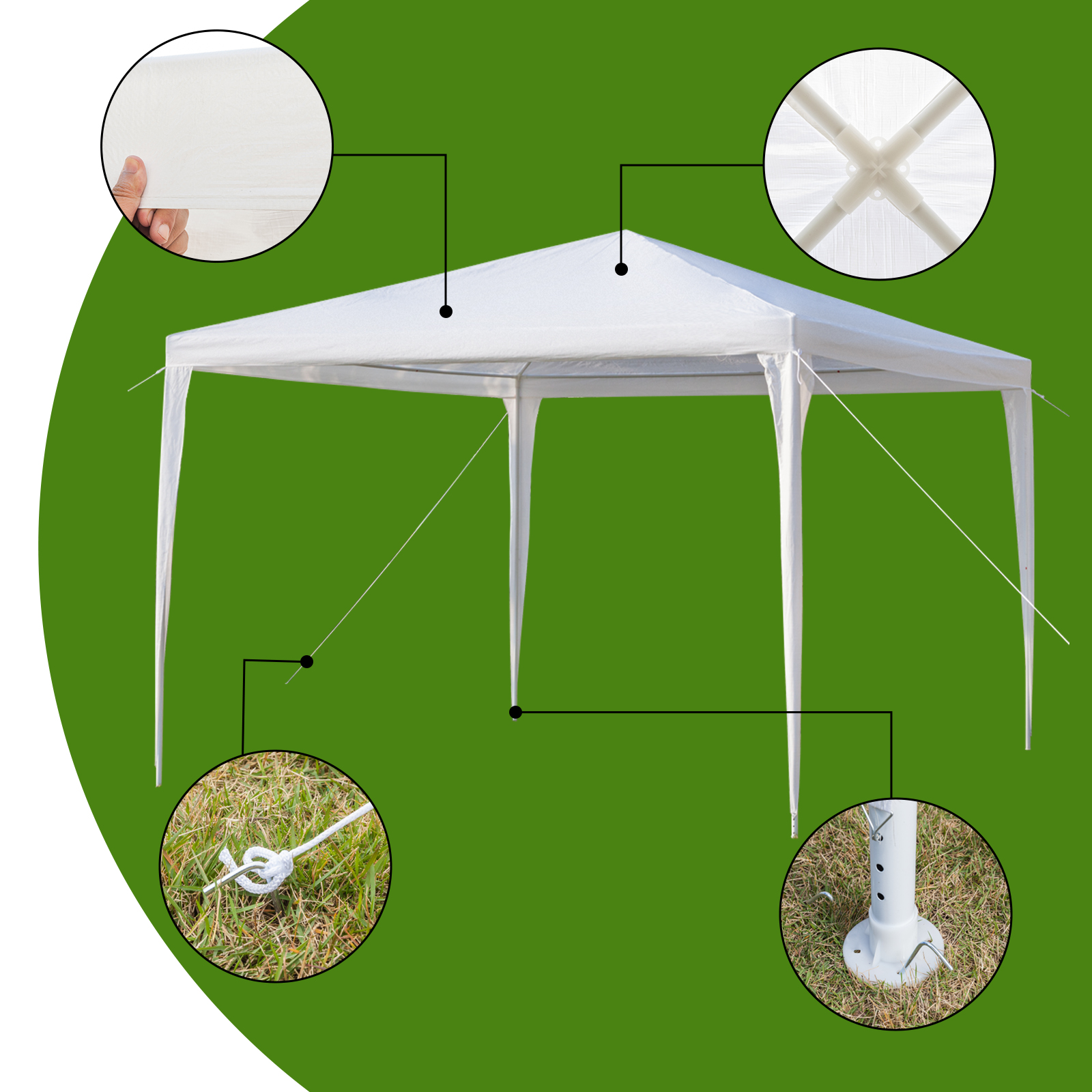 UBesGoo 10' x 10' Canopy Waterproof Party Tent Practical Outdoor Tent for Parties White - image 5 of 9