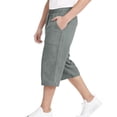 thumbnail image 4 of OYXSER Boys 3/4 Linen Capri Pants Drawstring Elastic Waist Summer Beach Shorts Pockets, Gray 14-15Y, 4 of 6