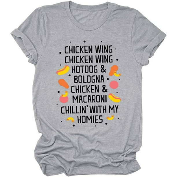 Women Chicken Wing Chicken Wing Funny Song Lyrics T Shirt Cute Graphic Tees  Short Sleeve Top Tees Light Grey XX-Large 