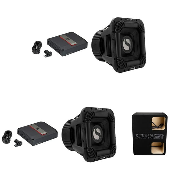 Kicker (2) SOLOX & LX Amp Competition Bundle, (2) 49L7X121 12" Subwoofer, (2) 51LX16501 Amp & Dual Unloaded Enclosure