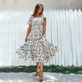 thumbnail image 4 of FYMNSI Womens Dress Summer Floral Smocked Midi Dress Square Neck Mommy and Me Dresses Family Matching Outfits Mom M, 4 of 10