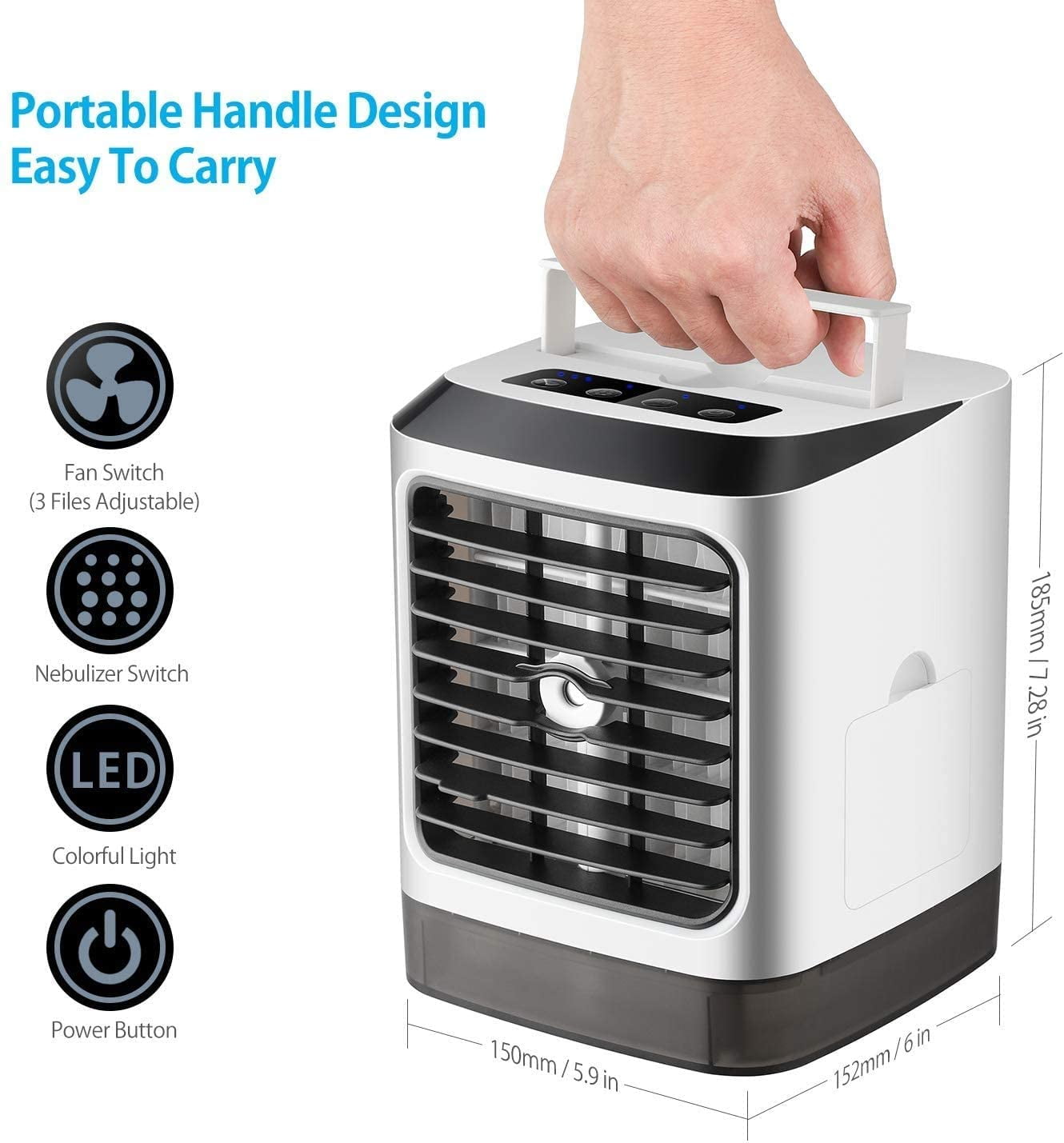 Office Cooler Humidifier & Purifier for Room Desk Air Cooler Portable Air Conditioner USB Table Fan Mini Cooler with 3 speeds Dorm 
