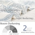 thumbnail image 4 of Linen Valance Curtain 18 Inch Length Medallion Damask Embroidered Kitchen Small Drapes for Windows Double Layer Valance for Living Room Farmhouse Rustic Curtain Rod Pocket 1 Panel Blue, 4 of 8