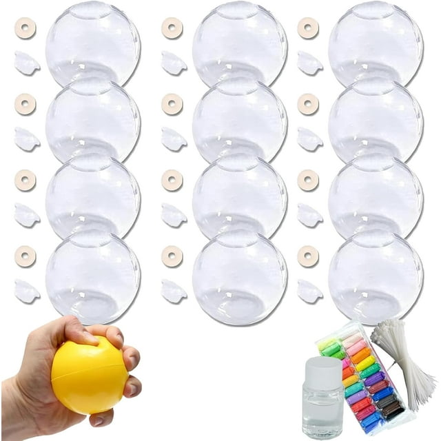 Milky Blank Skins Empty Stress Ball DIY Kit, Blank Pressure Ball Skin DIY Kit, Vacuum Squishy DIY Stress Ball Making Kit with Stress Ball Skin, Lid, Glue