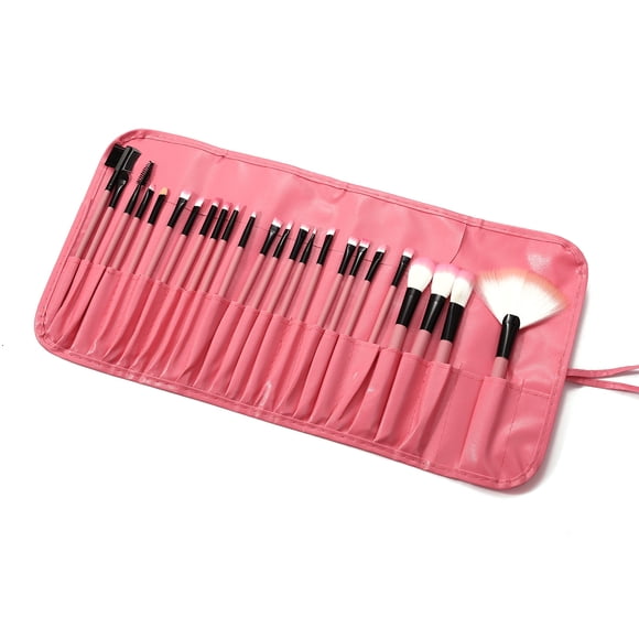 Nvzi Juego de 24 brochas de maquillaje, para base, polvos, correctores, sombras de ojos, rubor, color madera, con bolsa de almacenamiento negra