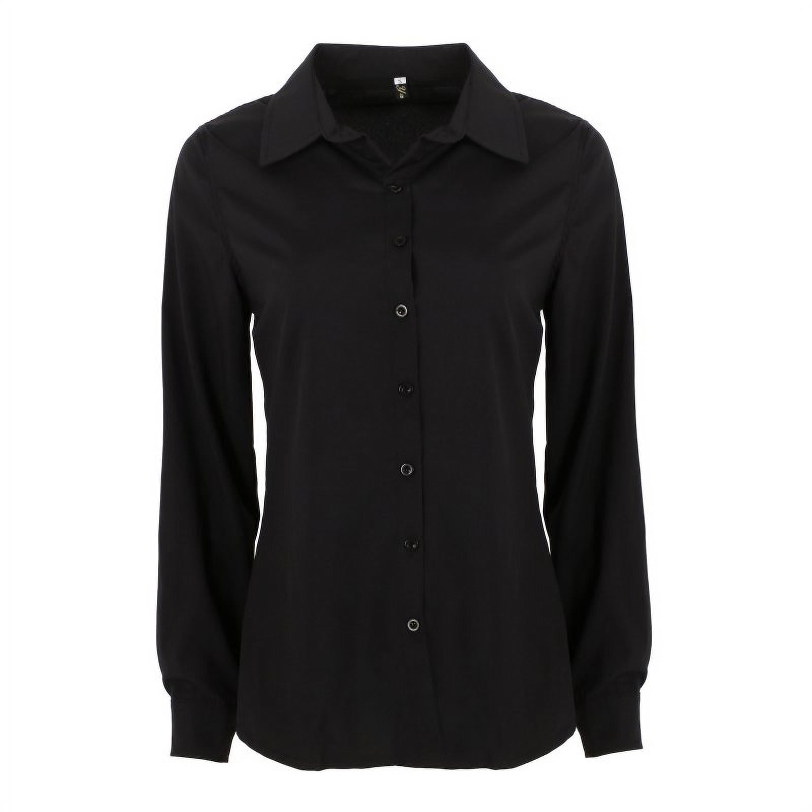 Womens Basic Long Sleeve Button Down Shirts Simple Pullover Stretch ...