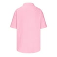 thumbnail image 4 of EGNMCR Men's Lapel Button Open And Close Solid Color Shirt Top Short Sleeve Lapel Top/Shirt, 4 of 5