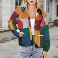 thumbnail image 3 of Jackets for Women Winter Coat Jackets Flannel Stand Collar Jacket(Abstract Pattern Collage,Size:S-4XL), 3 of 7