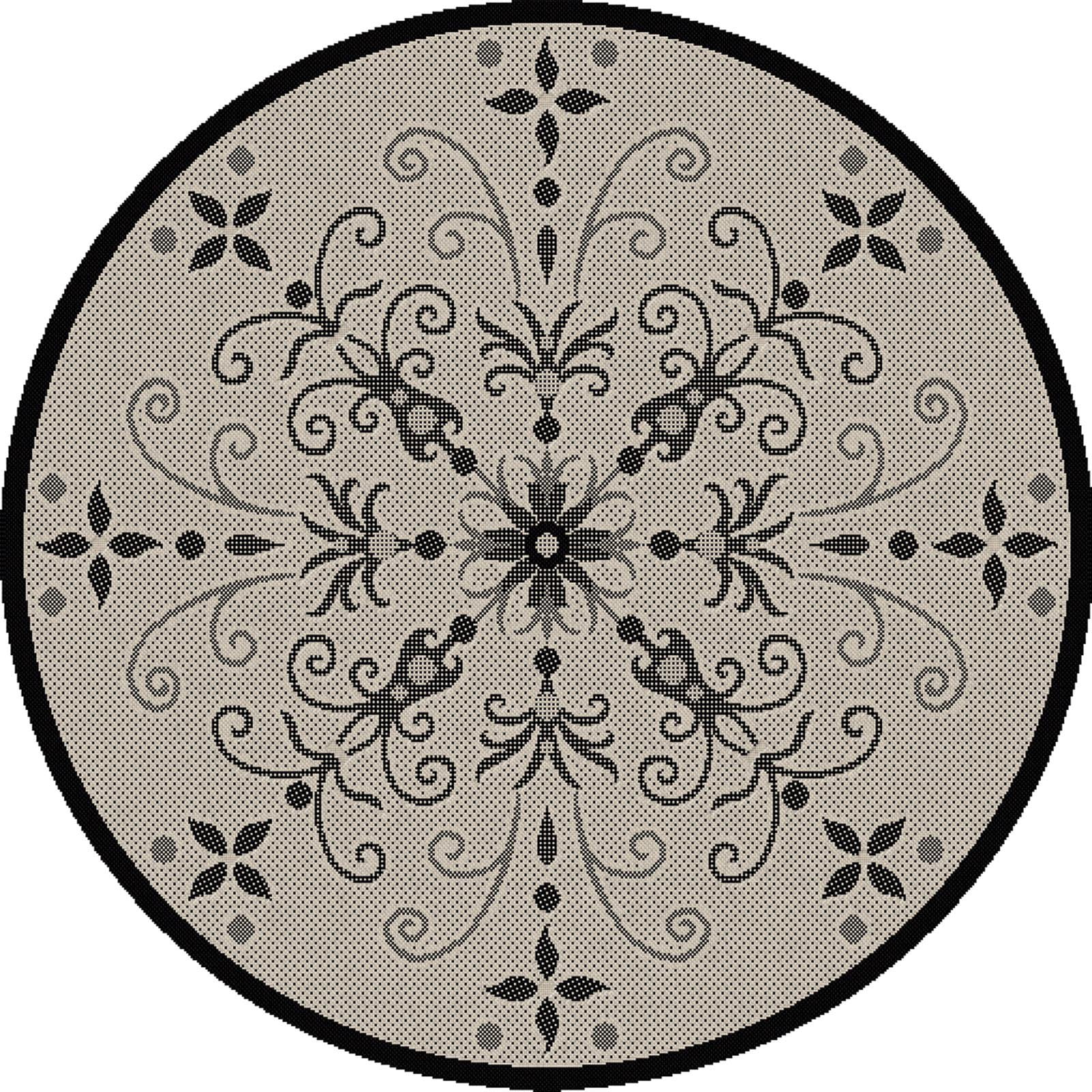 Dynamic Rugs Piazza Vente Round Indoor Outdoor Area Rug Sand Dynamic Rugs Piazza Vente Round Indoor