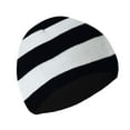 thumbnail image 3 of COUVER Striped Knit Warm Beanie with or without Pom Pom Winter Hats (Black / White), 3 of 6