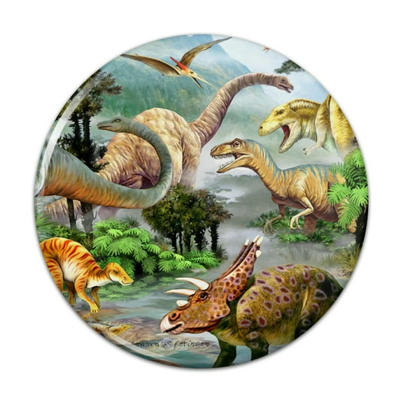Dinosaur Jurassic Dinoscape Pinback Button Pin Badge - 1" Diameter