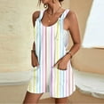 thumbnail image 2 of Summer Jumpsuits For Women Casual Adjustable Strap Vertical Printed Short Jumpsuit Breathable Sleeveless Loose Overalls Cute Comfy Rompers, 2 of 5