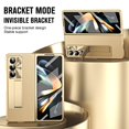 thumbnail image 7 of ELEHOLD For Samsung Galaxy Z Fold 7 Rugged Full Body Case,Premium Lychee Texture PU Leather Cover with Built-in Front Screen Protector Metal Foldable Kickstand Shockproof Phone Case , Gold, 7 of 7