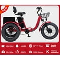 thumbnail image 3 of NOMIGO Electric Tricycle, 7 Speed 3 Wheel Electric Bicycle with 48V 15Ah Lithium Battery, 20" Tires Electric Tricycle for Unisex Adults with Rear Basket Red, 3 of 11