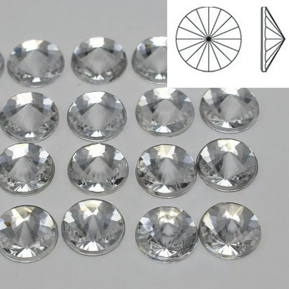 U8MO 200 Clear Acrylic Round Rivoli Flatback Rhinestone Gems 10mm Pyramid Cone Shaped