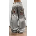 thumbnail image 3 of Y2K Street Jeans Hip-hop Bordado de letras 90s Clásico Retro Pantalones vaqueros sueltos Hombres y mujeres Pantalones de pierna ancha de cintura alta, 3 of 5
