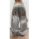thumbnail image 1 of Ropa de calle Vintage de los años 90, pantalones vaqueros JNCO con ala grande bordada en negro, pantalones vaqueros holgados para mujer Y2K, nuevos pantalones anchos góticos Harajuku hip-hop, 1 of 5