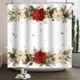 thumbnail image 5 of Tchckioa Winter Christmas Flowers Shower Curtain,72x72 Inch Waterproof Hooks Bath Curtain for Bathroom, 5 of 8