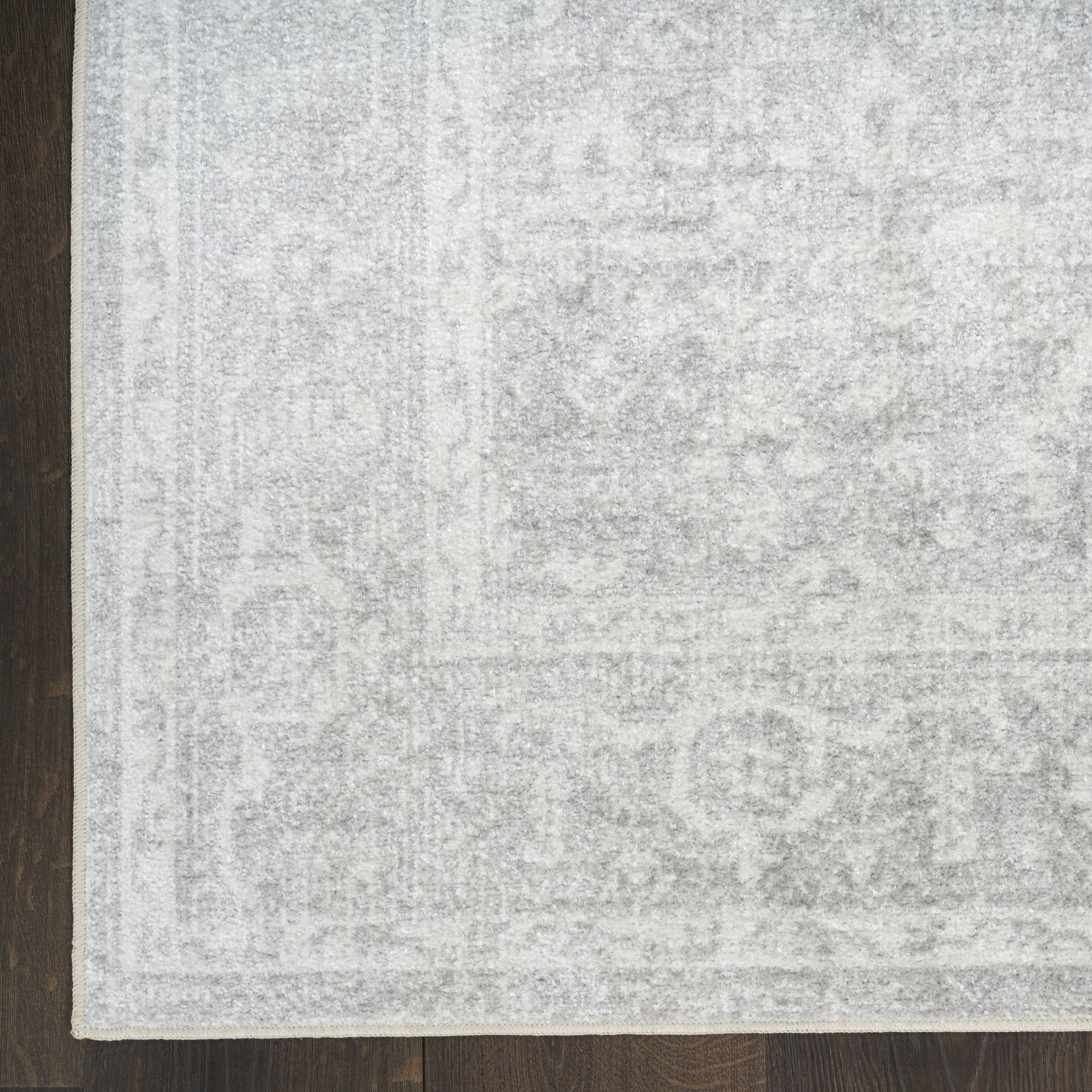 Nourison Astra Machine Washable 2' x 3' Light Grey Vintage Indoor Rug