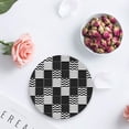 thumbnail image 4 of RYLABLUE Modèle de Vague de Style Ensemble de 4 Coaster Rond pour les Boissons, Absorbant en Céramique Coasters en Pierre Tapis de Tasse avec Base en Liège pour la Maison Cuisine Salle Café Table Bar Décor, 4 of 5