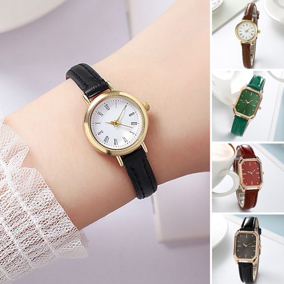sunsanly Ladies Watch Accurate Thin Strap Delicate Vintage Ultra-small Dial Decoration Alloy Academy Style Quartz Watch Clothing Accessory