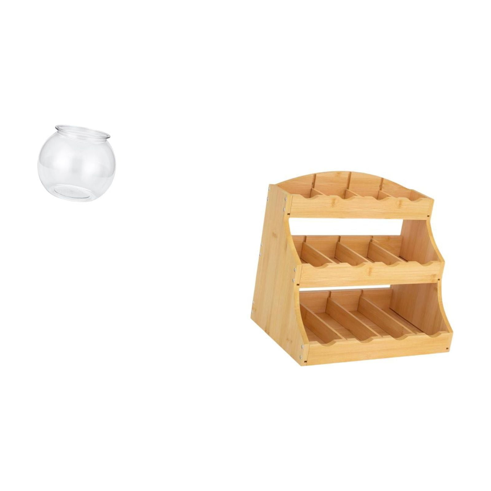 Desktop Aquarium Tank Fish Bowl Vase Organizer PP Wood Compact Size for Office Home Kitchen Storage