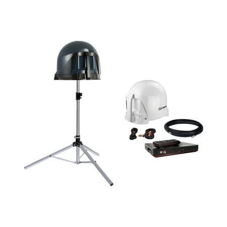 - King VQ4450 DISH Tailgater Bundle with BONUS Tripod - Portable Satellite TV Antenna, DISH Wally HD Receiver & TR1000 Tripod for RVs, Trucks, Tailgating, Camping and Outdoor