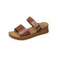 thumbnail image 2 of HAOTAGS Wedge Sandals for Women Walking Platform Sandals Brown Size 6, 2 of 5