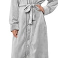thumbnail image 5 of successthop Bath Robes for Women Plus Size with Pockets Long Sleeves Homewear Belted Sleepwear Fall Loungewear Gray XL, 5 of 5