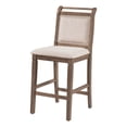 thumbnail image 4 of Linen Fabric Farmhouse Counter Height Bar Stool/ Wood Breakfast Nook Dining Chairs/ Solid Wood Dining Chair with Linen Upholstery/Counter Stool for Restaurant, Living Room, Bar (Brown,Set of 4), 4 of 8