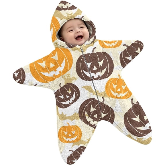 Mini Halloween Costumes Starfish Onesie, Fleece Romper Halloween Costumes, Adorable Starfish Outfit, Fleece Hooded Romper for First Halloween Photos