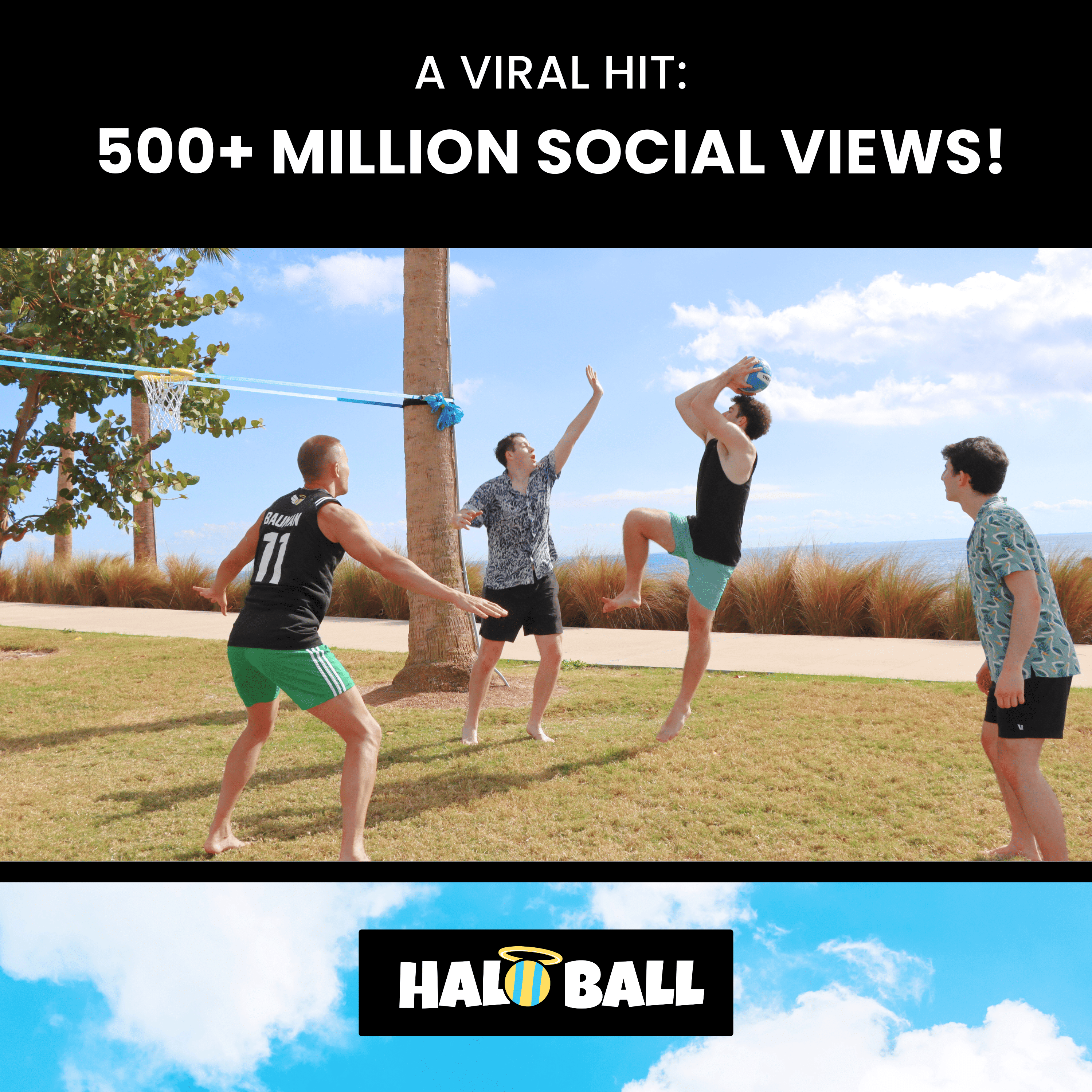 Halo Ball - Floating Basketball Hoop - Play Outdoors at Beach, Park, Backyard, or in a Gym - Portable and Easy to Set Up - New, Fun, Active Game for Boys, Girls, Family