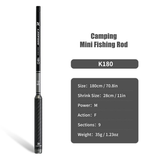 Canne à Pêche Mini Ultralégère en Carbone - 28 cm Compacte pour le Camping et la Pêche
