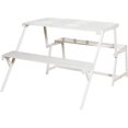 Folding Metal Table And Bench Set, White