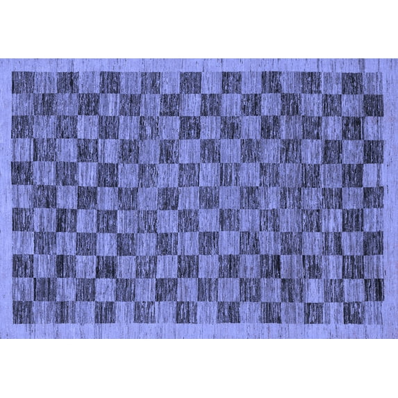 Ahgly Company Machine Washable Indoor Rectangle Abstract Blue Modern Area Rugs, 6' x 9'